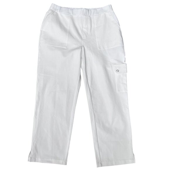 Susan Graver Weekend Womens S Capris 2 Pair White & Blue Gingham Pull On Summer - Picture 3 of 16